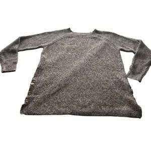 PINK CLOVER Women Beige Brown Speckled Button Side Raglan Sleeve Sweater Top L